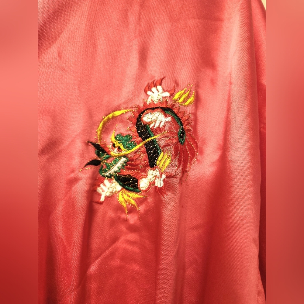 Dragon Embroidered Satin Pajama Robe - Picture 4 of 5